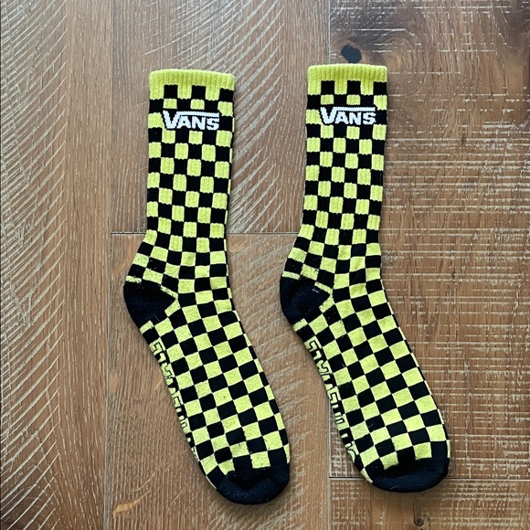 Vans Bold Checkered Socks in Black and Yellow - Picture 2 of 4